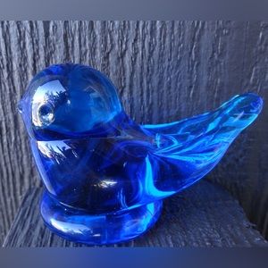 Terra Studios Bluebird of Happiness Glass Figurine Handblown Signed 2016